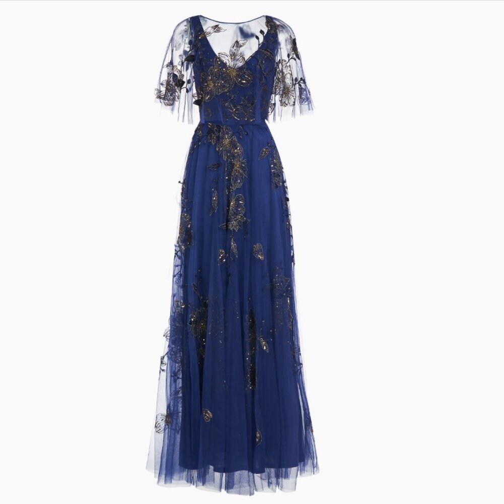 Theia Couture Jaylee Beaded Capelet Gown size 16 NWT
